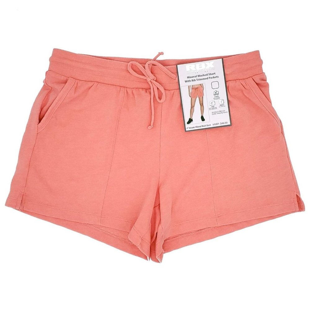 RBX Mineral Washed Short with Rib Trimmed Pockets Peachy Keen  XL